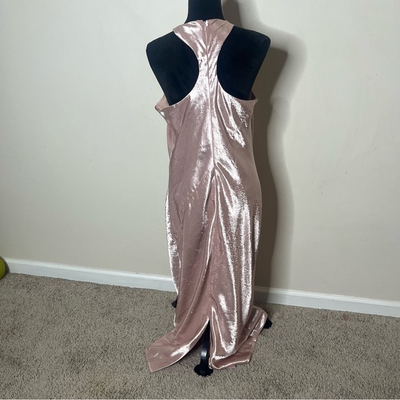 Banana Republic Women’s Pink Hammered Satin One-Shoulder Racerback Dress Sz 10 - Picture 6 of 12